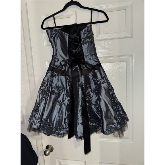 Y2K Jessica McClintock 8 Gunmetal Gray Party Dress Tulle Strapless Gunne Sax New - Picture 6 of 9